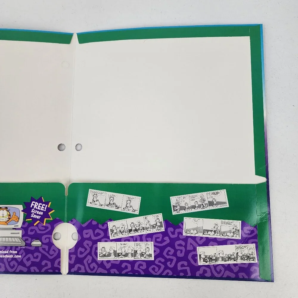 New Lot of 5 Vtg 1999 Garfield Cat & Odie Dog School Binder Pocket Folders NOS